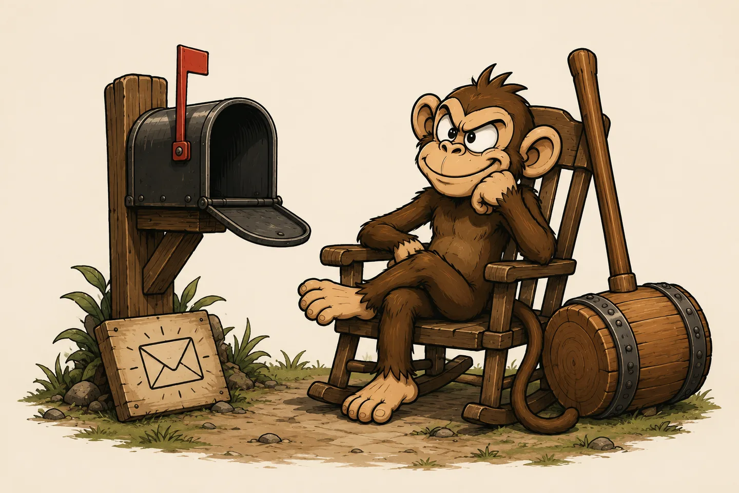 Mascot waiting by the mailbox